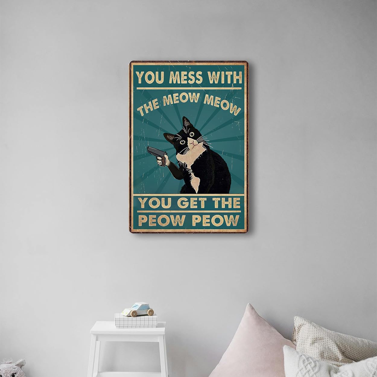 Amazon.com: Funny Cat Sign Vintage Cat Wall Art Cat Metal Tin